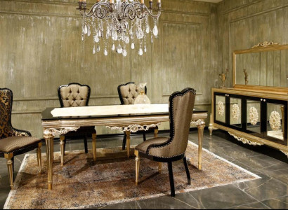 Essgruppe Garnitur Esszimmer Esstisch Set 7tlg Luxus Braun Edles Holz